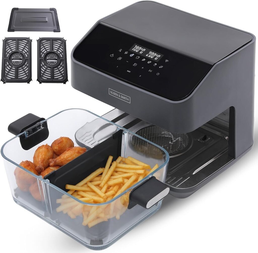 Olsen & Smith 8L Dual Zone Smart Air Fryer with WiFi, Black